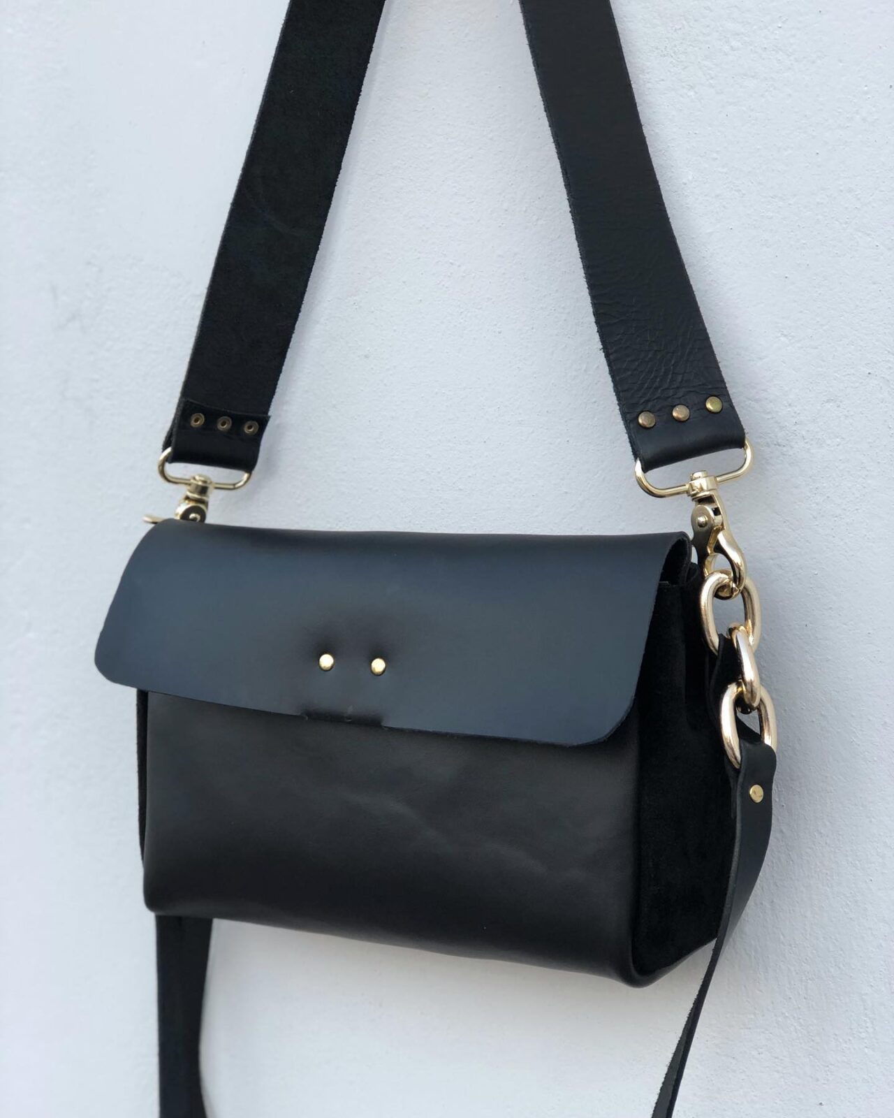 Leather Box Bag - Δερμάτινη Τσάντα ώμου Μαύρη