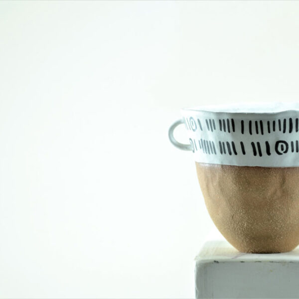 Prehistoric Vase Ceramic White - Image 3