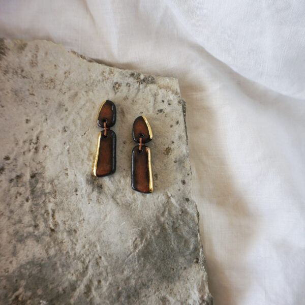 Kiveli Κεραμικά Σκουλαρίκια - κόκκινο καφέ