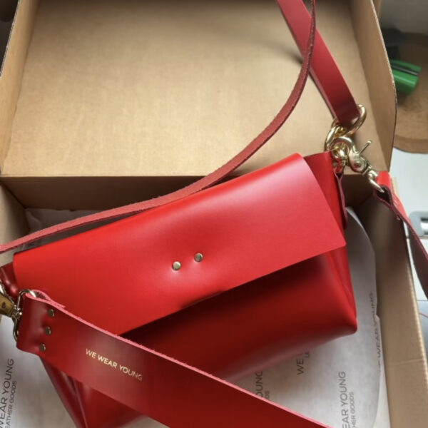 Leather Box Bag Fresh Red - Image 3