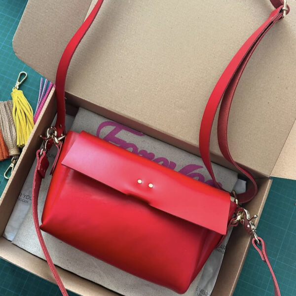 Leather Box Bag Fresh Red - Image 4
