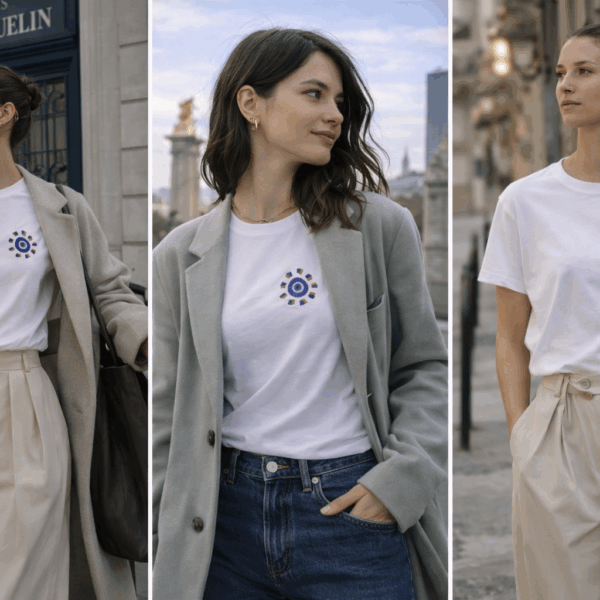 Embroidered T-Shirt with our Sunny Evil Eye Design - Image 4