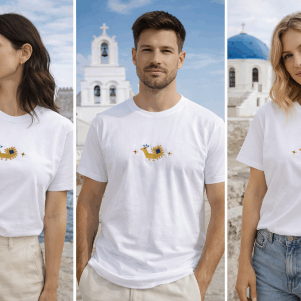 Embroidered T-Shirt with our Traditional Cretan Bird design - Image 5