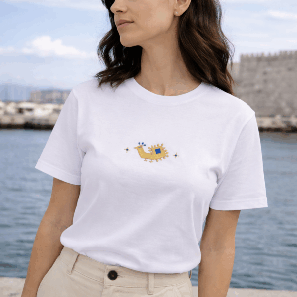 Embroidered T-Shirt with our Traditional Cretan Bird design