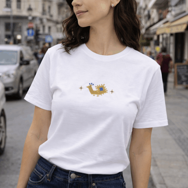Embroidered T-Shirt with our Traditional Cretan Bird design - Image 4