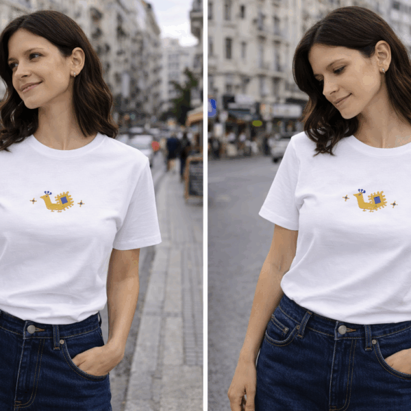 Embroidered T-Shirt with our Traditional Cretan Bird design - Image 3