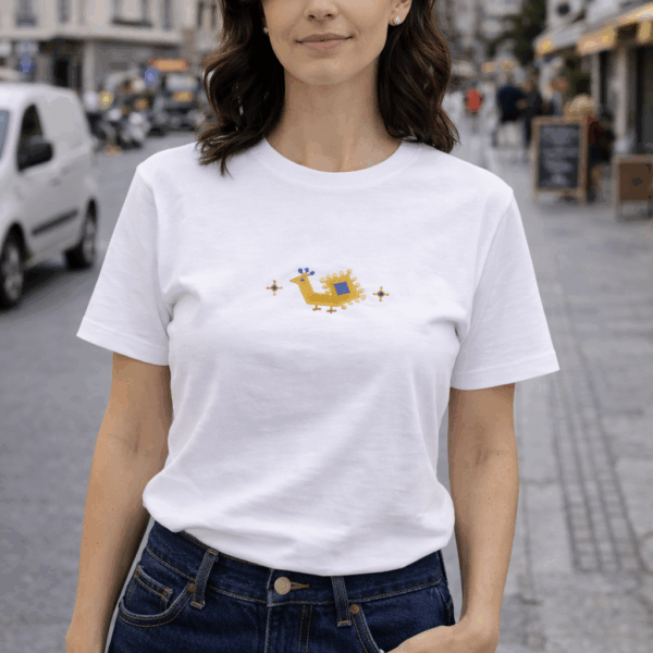 Embroidered T-Shirt with our Traditional Cretan Bird design - Image 2
